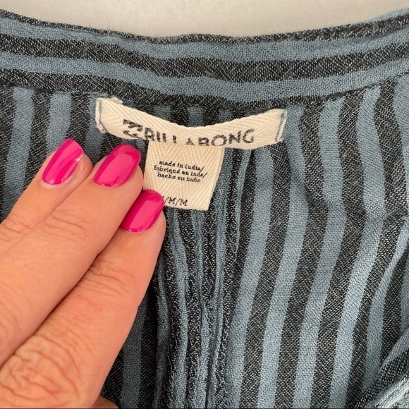 BILLABONG Women’s Blue Striped Long Sleeved Blouse Lace Up size: Medium - Picture 6 of 9